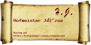 Hofmeister Józsa névjegykártya